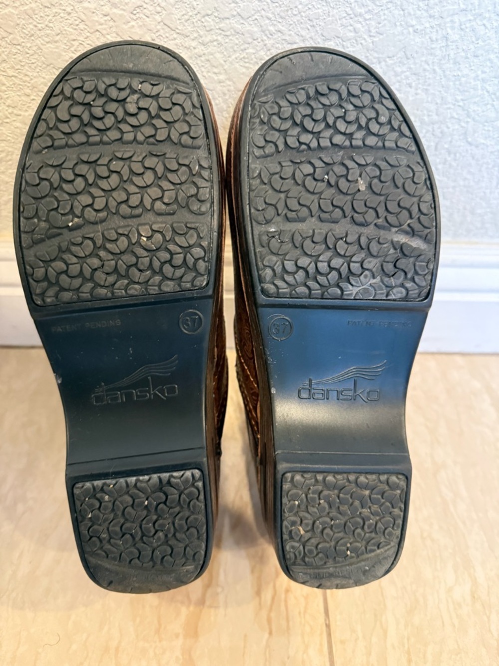 Dansko Brown Embossed Tooled Floral Professional Leather Clog - 37 (6.5 - 7) - Picture 6 of 7
